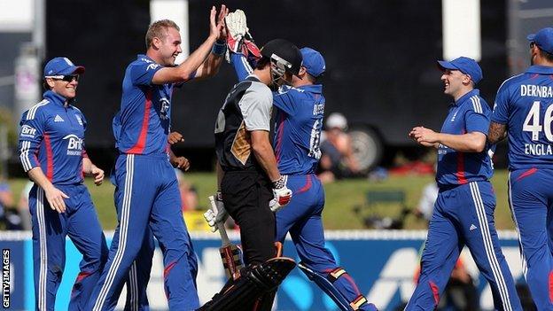 Stuart Broad celebrates his hat-trick