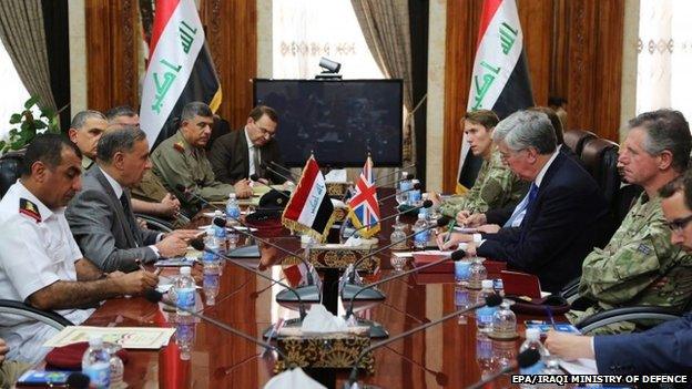 Iraqi Minister of Defence, Khalid al-Obaidi meets with British counterpart, Defence Secretary Michael Fallon