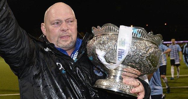 David Jeffrey celebrated a major trophy win after less than a year in charge of Ballymena United