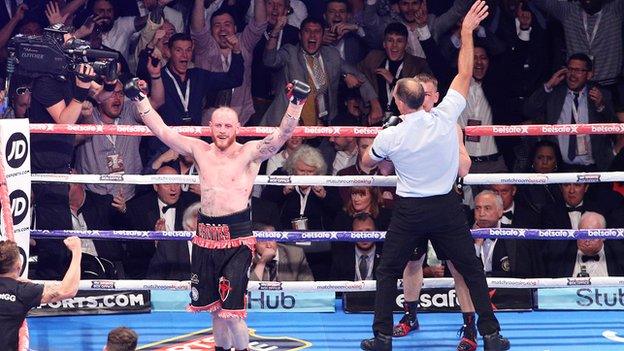 Groves won a world title after a hard-hitting affair against Russia's Fedor Chudinov