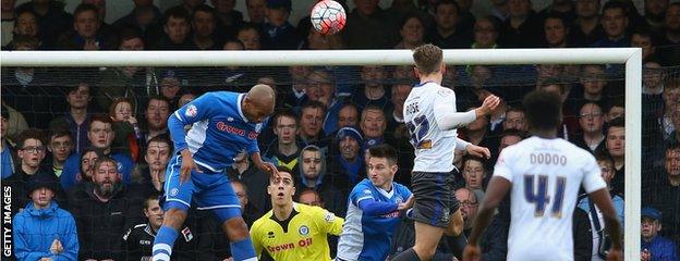 Danny Rose scores for Bury against Rochdale