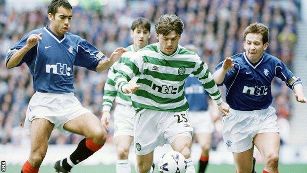 Lubo Moravcik (centre) played in Scotland for Celtic