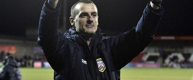 Coleraine beat Crusaders at Seaview in the last match of his first spell as manager