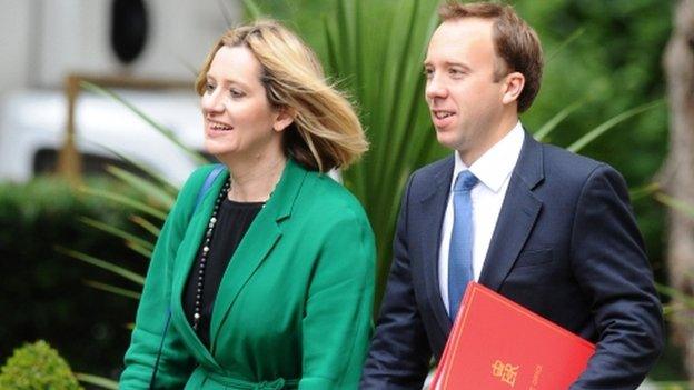 Amber Rudd (l) with Cabinet Office minister Matt Hancock (r)