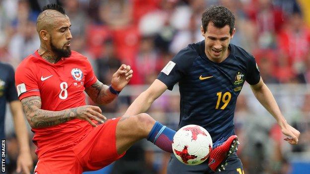 Ryan McGowan (right) in action for Australia