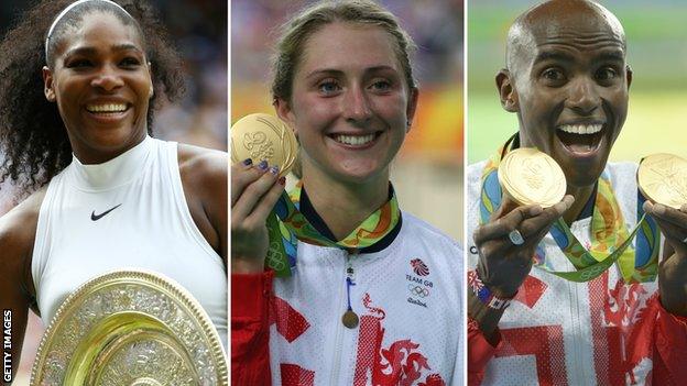 Serena Williams, Laura Trott and Mo Farah