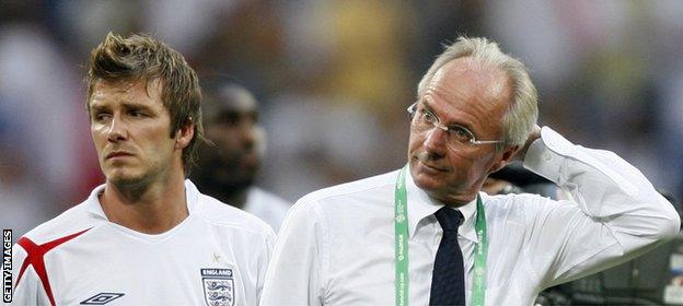 Former England captain David Beckham and former England manager Sven Goran-Eriksson