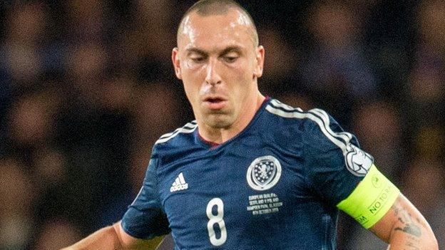 Scott Brown in action for Scotland in their 6-0 Euro 2016 qualifying win in Gibraltar