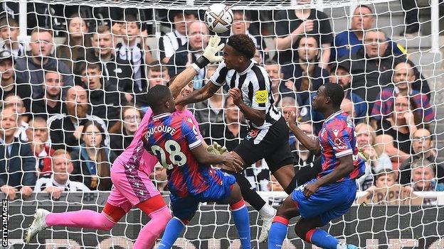 Tyrick Mitchell of Crystal Palace scores an own goal which was later disallowed by VAR