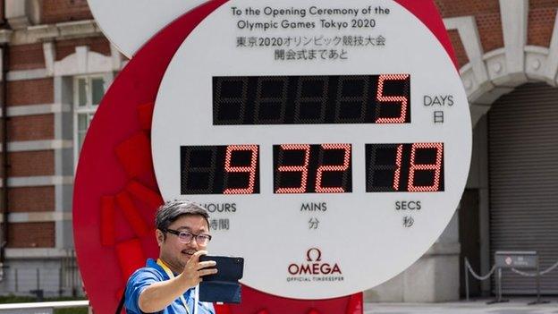 Countdown clock showing five days until the Tokyo 2020 Opening ceremony