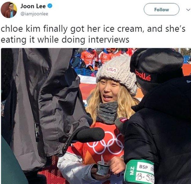 Chloe Kim ice cream tweet