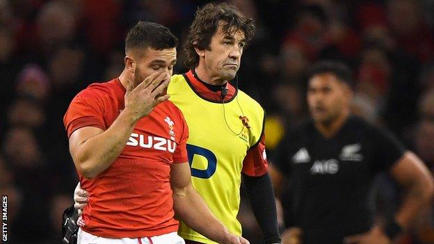 Wales scrum-half Rhys Webb suffered a blow to the head against New Zealand