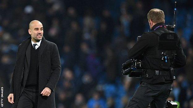 Pep Guardiola and tv camera