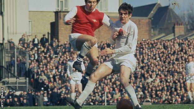 Norman Hunter in action against Arsenal