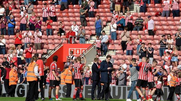 Many fans left before Southampton's players performed a lap of honour