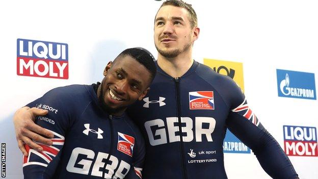 Joel Fearon with GB team-mate Bruce Tasker