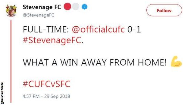 Stevenage tweet