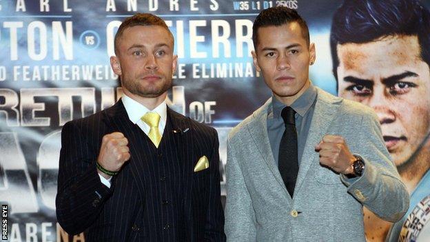 Carl Frampton and Andres Gutierrez at a pre-fight news conference in Belfast on Thursday