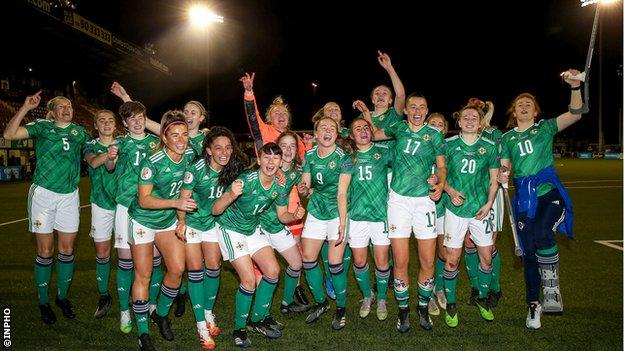 Northern Ireland celebrate beating Ukraine