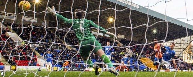 Rangers' Alfredo Morelos scores the winning goal to make it 2-1
