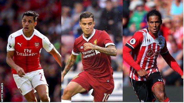 Alexis Sanchez, Philippe Coutinho and Virgil van Dijk