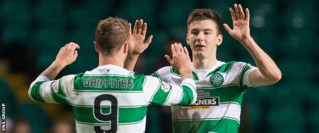 Kieran Tierney with Leigh Griffiths