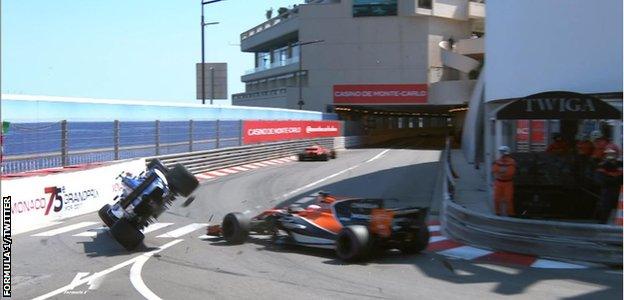 Button and Wehrlein collide