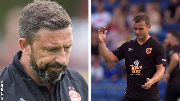 Aberdeen manager Derek McInnes and Shaun Maloney