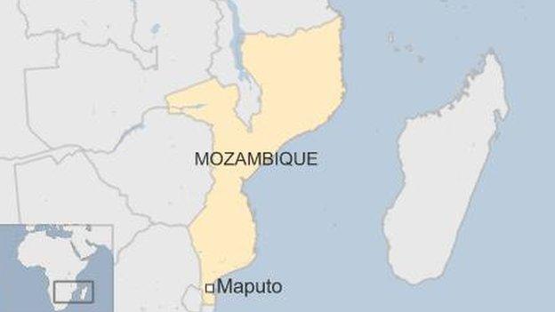 Map showing Mozambique