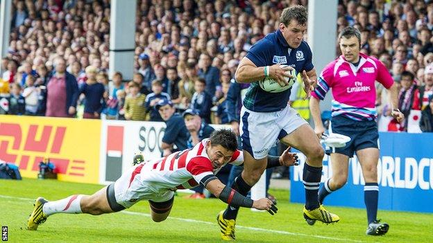 John Hardie playing for Scotland against Japan