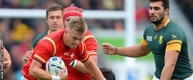 Gareth Anscombe in action for Wales against South Africa during the World Cup