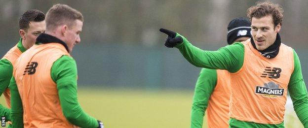 Celtic's Callum McGregor, Jonny Hayes and Erik Sviatchenko