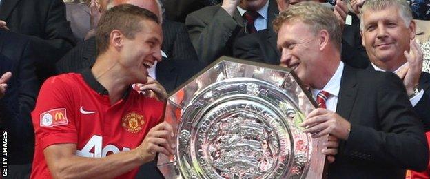 David Moyes won the Community Shield in his first game as Manchester United manager - Vidic was captain