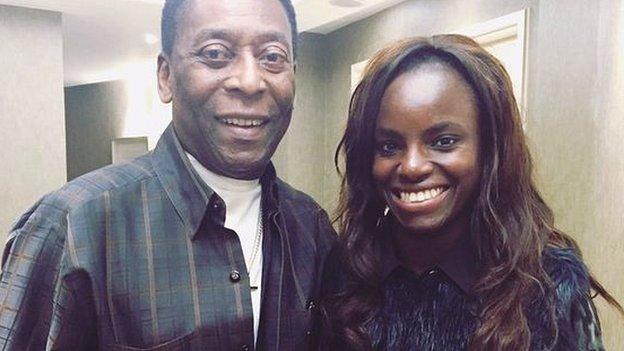 Eniola Aluko meets Brazilian legend Pele in a chance encounter