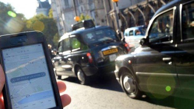 Uber app and black taxis