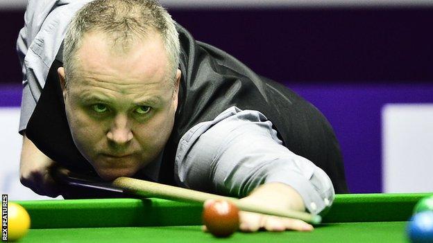 John Higgins plays a shot at the International Championship in China