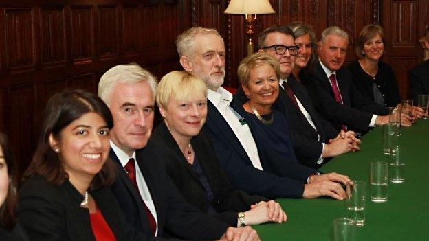 Jeremy Corbyn chairs his first shadow cabinet meeting