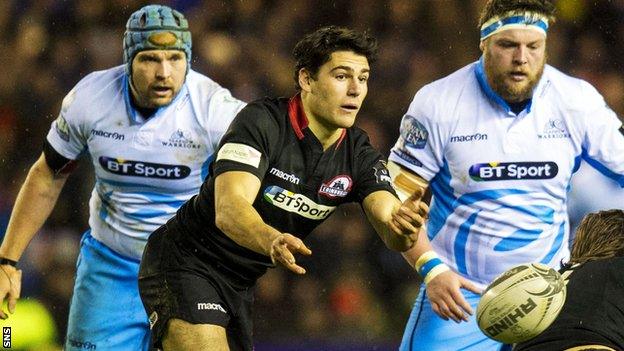 Sam Hidalgo-Clyne in action for Edinburgh against Glasgow