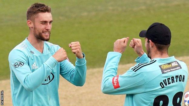 Will Jacks of Surrey celebrates a wicket