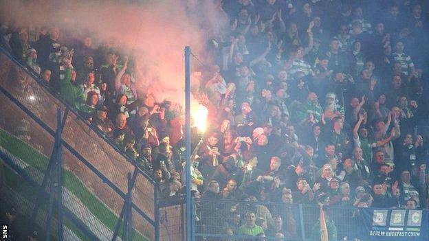 Celtic fans in the Sukru Saracoglu Stadium