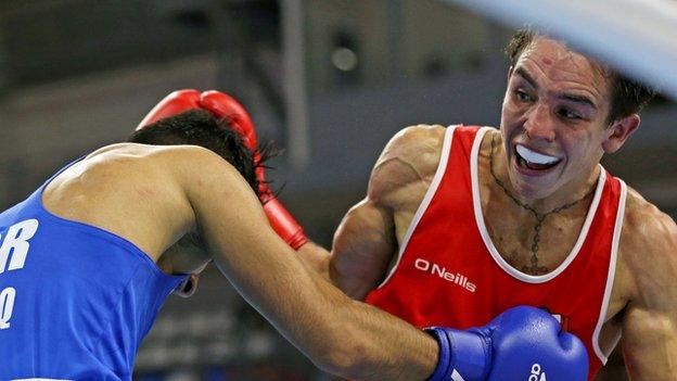 Michael Conlan in action against Qais Ashfaq in the final