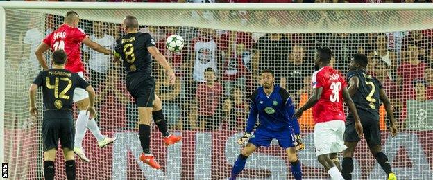 Ben Sahar (left) scores with his first touch to give Hapoel Beer Sheva the lead