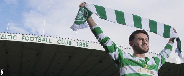 On-loan Manchester City winger Patrick Roberts at Celtic Park