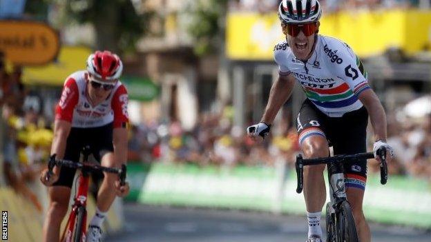 Daryl Impey (right) wins stage nine of the Tour de France