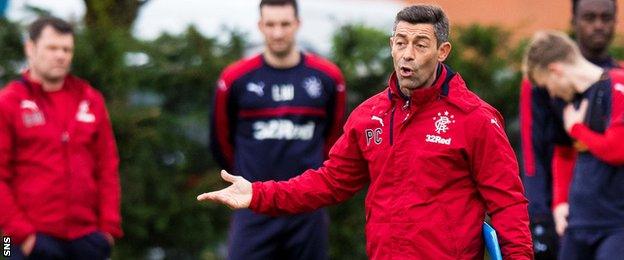 Rangers manager Pedro Caixinha takes training