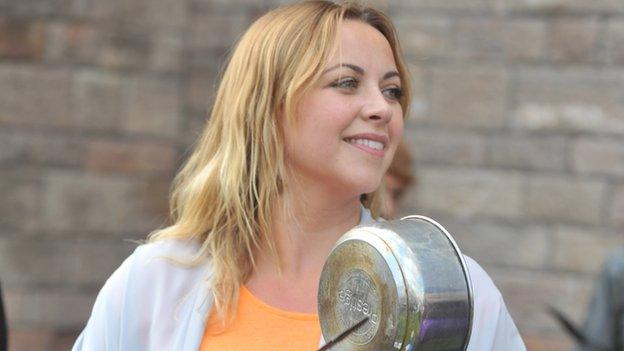 Charlotte Church protests in Cardiff