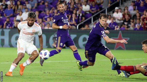 Josef Martinez scores his record-breaking goal for Atlanta United against Orlando City