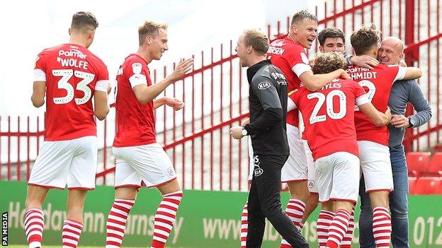 Barnsley celebrate their winner