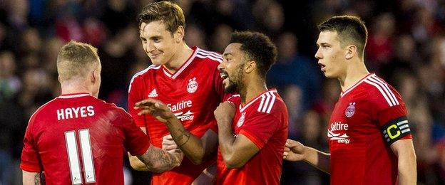 Aberdeen players celebrating