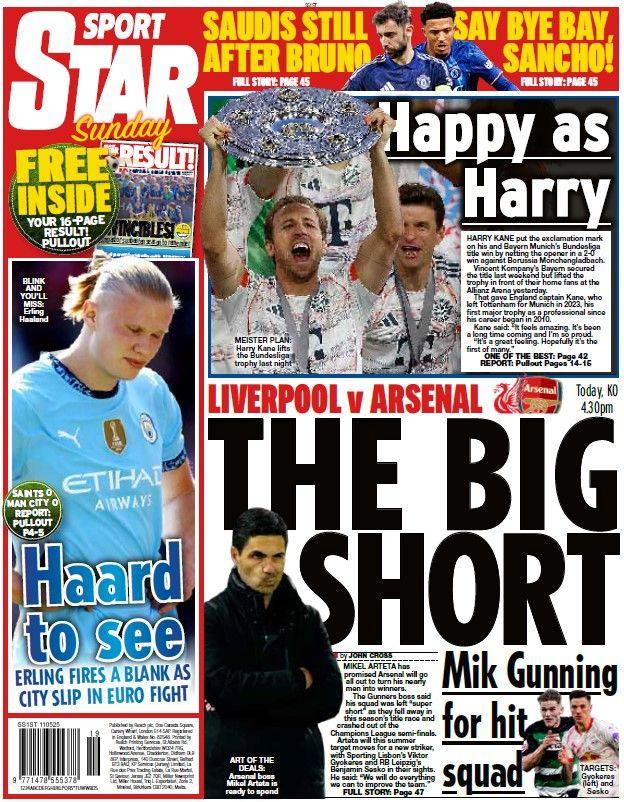 The back page of the Daily Star on Sunday